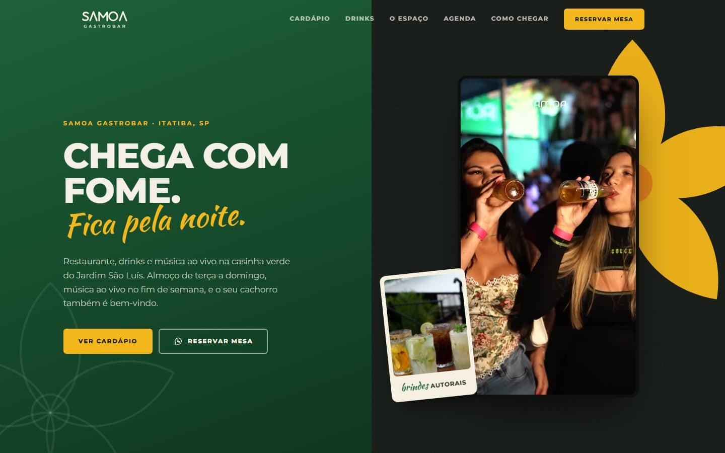 Samoa Gastrobar: 10,2 mil seguidores e, fora do Instagram, só um cardápio em PDF.